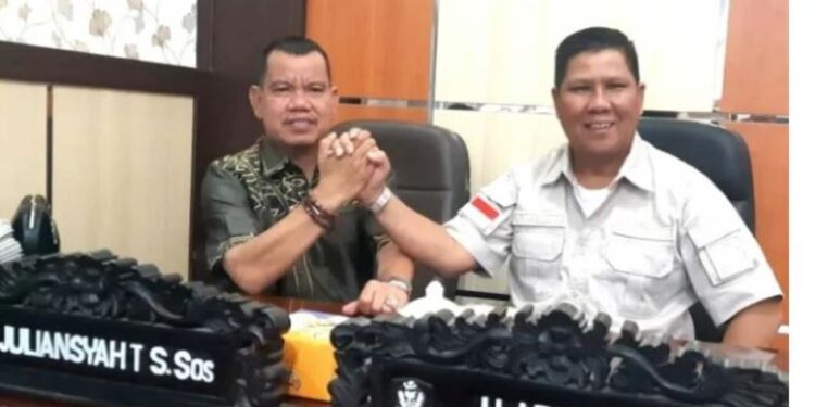 Ketua Fraksi Gerindra DPRD Kotawaringin Timur H Ary Dewar dan Sekretaris Fraksi Gerindra Juliansyah. (ANT)