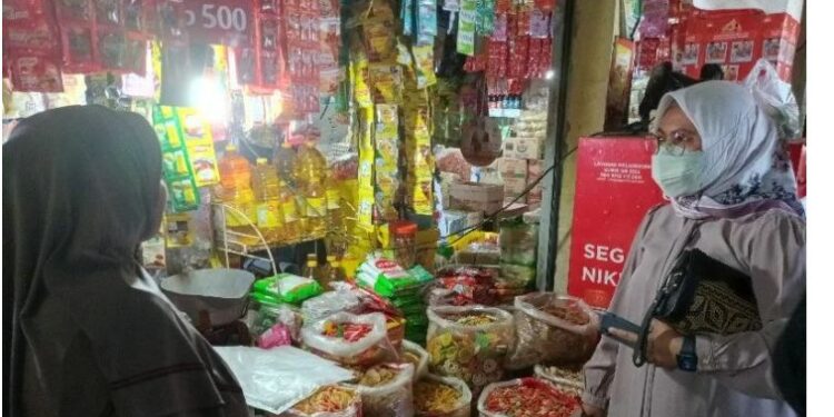 Wakil Ketua Komisi II DPRD Kabupaten Kotawaringin Timur, Darmawati saat memantau harga kebutuhan pokok di Sampit, Senin (24/1/2022) lalu. (ANT)