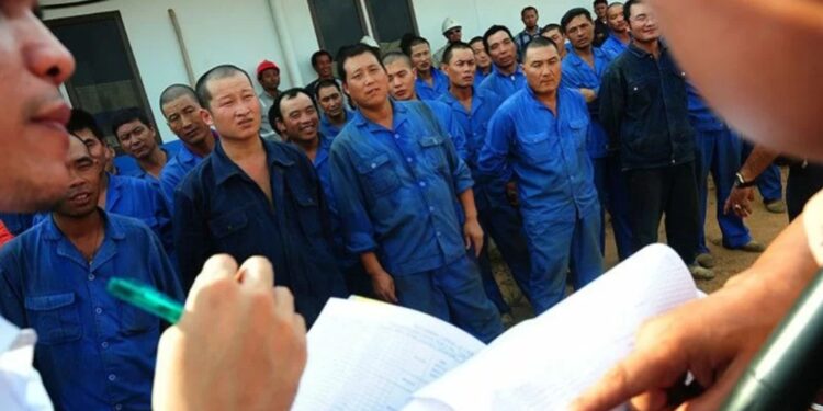 Ilustrasi - Sejumlah pekerja asing asal China berbaris saat hendak didata oleh Direktorat Reskrim Umum (Ditreskrimum) Polda Kalbar, di kawasan proyek pembangunan Pembangkit Listrik Tenaga Uap (PLTU) di Jungkat, Kabupaten Pontianak, Kalbar, Selasa (19/3). (MASAPNEWS/ANT)