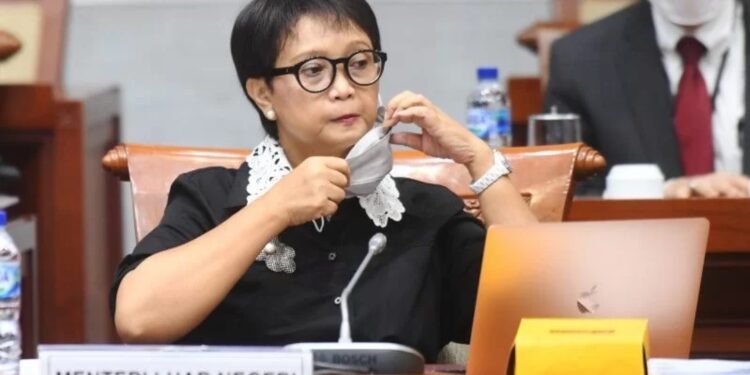Arsip - Menteri Luar Negeri Retno Marsudi di Kompleks Parlemen, Senayan, Jakarta, 14 Februari 2022. (MASAPNEWS/ANT)