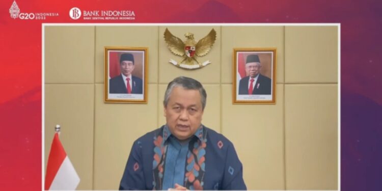 Gubernur Bank Indonesia (BI) Perry Warjiyo dalam Side Event Presidensi G20 Indonesia di Jakarta, Kamis (17/02/2022). (MASAPNEWS/ANT)