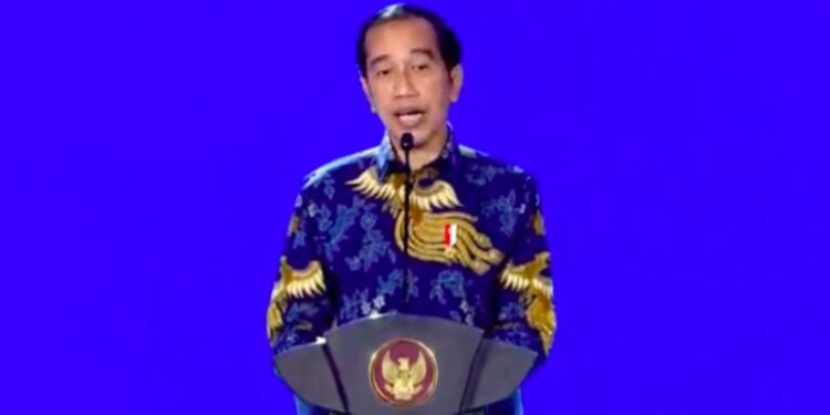 Tangkapan layar Presiden Jokowi saat menghadiri peresmian Nasdem Tower di Jakarta, Selasa (22/2). (MASAPNEWS/ANT)