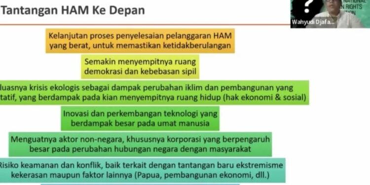Tangkapan layar - Direktur Eksekutif ELSAM Wahyudi Djafar menyampaikan tantangan HAM di Indonesia ke depan saat acara diskusi virtual yang disiarkan kanal Youtube Humas Komnas HAM, di Jakarta, Selasa (22/2/2022). (MASAPNEWS/ANT)