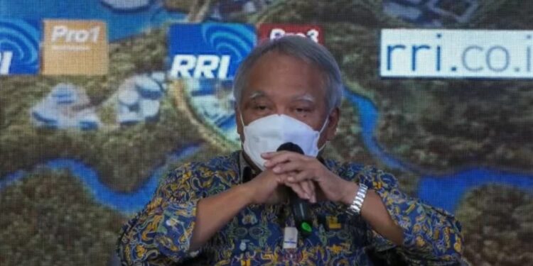 Menteri Pekerjaan Umum dan Perumahan Rakyat (PUPR) Basuki Hadimuljono dalam diskusi daring Beranda Nusantara "Menuju Ibu Kota Negara Baru" yang dipantau di Jakarta, Rabu (23/2/2022). (MASAPNEWS/ANT)