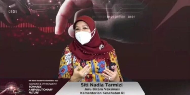 Tangkapan layar - Sesditjen Kesehatan Masyarakat dan Juru Bicara Kementerian Kesehatan Siti Nadia Tarmizi dalam webinar DBS Asian Insights Conference 2022, Kamis, (24/2/2022). (MASAPNEWS/ANT)