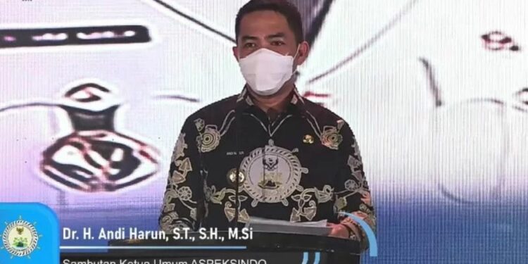Tangkapan layar Ketua Umum Aspeksindo Andi Harun saat memberikan sambutan pada acara Pelantikan Pengurus Aspeksindo di Jakarta, Kamis (24/2/2022). (MASAPNEWS)