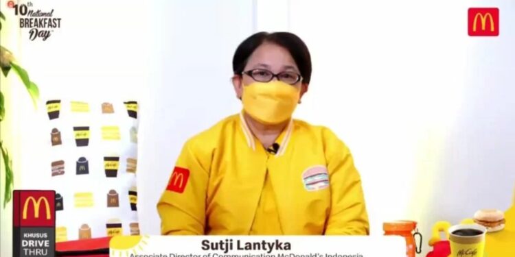 Tangkapan layar Associate Director of Communication McDonald's Indonesia Sutji Lantyka dalam media gathering secara virtual, Senin, 7 Maret 2022. (MASAPNEWS/ANT)