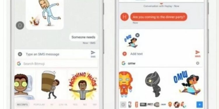 Tampilan sticker dan Bitmoji pada keyboard Google Gboard (blog.google)