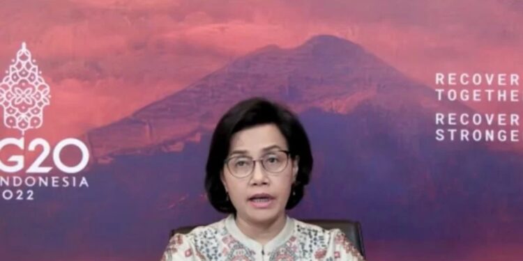 Menteri Keuangan (Menkeu) Sri Mulyani dalam Webinar Fitch on Indonesia 2022 di Jakarta, Rabu (16/03/2022). (MASAPNEWS/ANT)