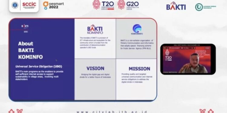 Direktur Layanan Telekomunikasi dan Informasi untuk Masyarakat dan Pemerintah, BAKTI, Danny Januar Ismawan, saat menjadi salah satu pembicara pada webinar T20 "Meaningful Broadband for Blue and Green Economy", Selasa (22/3). (MASAPNEWS/ANT/Tangkapan layar)