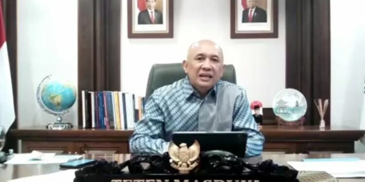 Dokumentasi. Menteri Koperasi dan UKM Teten Masduki dalam acara Indonesia CSR Excellence Awards (ICEA) 2022 secara daring, Jakarta, Rabu (9/3). (MASAPNEWS/ANT/HO-KemenkopUKM)