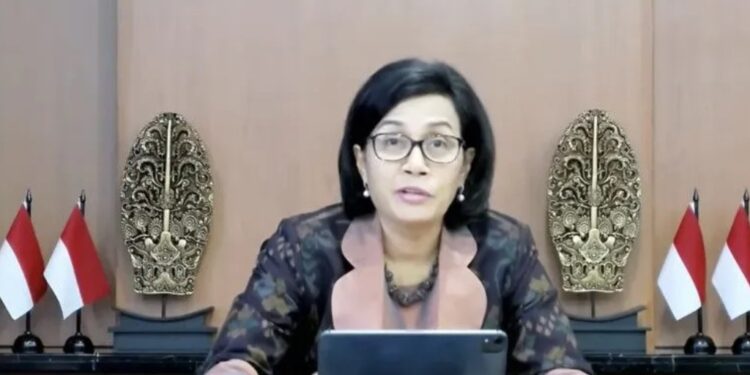 Menteri Keuangan Sri Mulyani Indrawati selaku Ketua Komite Stabilitas Sistem Keuangan (KSSK) dalam Konferensi Pers KSSK di Jakarta, Rabu (13/4/2022). (MASAPNEWS/ANT)