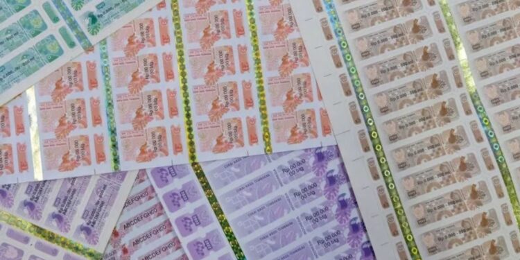 Ilustrasi pita cukai yang diproduksi Peruri. (MASAPNEWS/ANT/HO-Peruri)