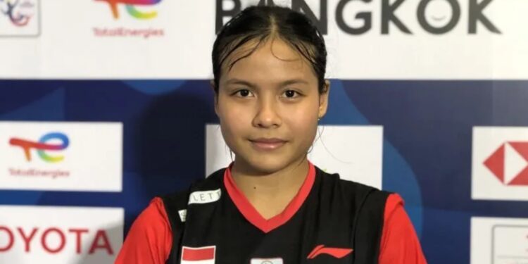 Komang Ayu Cahya Dewi kembali menyumbang poin kemenangan bagi tim Piala Uber Indonesia setelah mengalahkan wakil Jerman, Yvonne Li di Impact Arena Bangkok, Thailand, Selasa (10/5/2022). (MASAPNEWS/ANT)