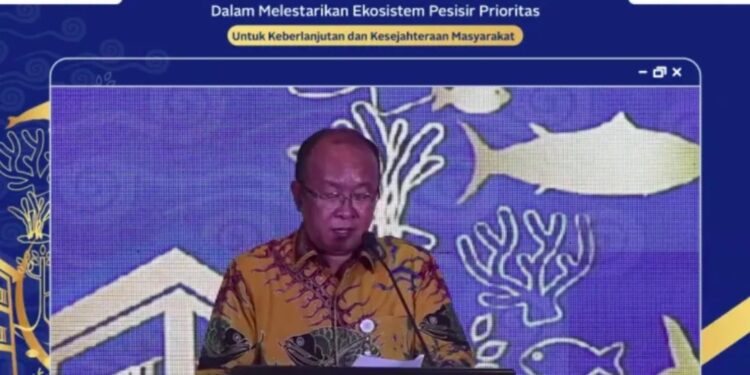 Tangkapan layar Deputi Bidang Kemaritiman dan Sumber Daya Alam Kementerian Perencanaan Pembangunan Nasional/Bappenas Arifin Rudyanto saat memberikan sambutan dalam acara Penutupan Proyek dan Diseminasi Capaian COREMAP-CTI WB Hibah Global Enviroment Facility (GEF), Jakarta, Rabu (11/5/2022). (MASAPNEWS/ANT)