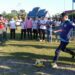 Bupati Gumas Jaya S Monong membuka Bupati Cup Championship yang ditandai dengan tendangan “kick off” di Lapangan Isen Mulang Kuala Kurun, Rabu (18/5/2022). (Foto : Diskominfosantik Kabupaten Gumas)