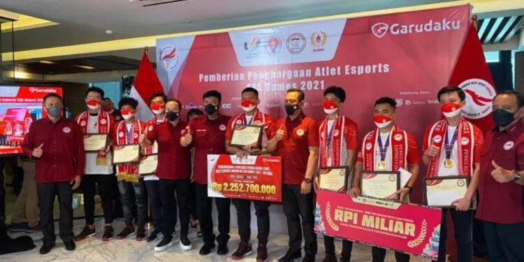 Pengurus Besar Esports Indonesia (PBESI) menyampaikan apresiasi dan penghargaan kepada 30 atlet esport Indonesia peraih medali SEA Games Vietnam di Jakarta, Kamis (2/6/2022). (MASAPNEWS/ANT/HO-PBESI)