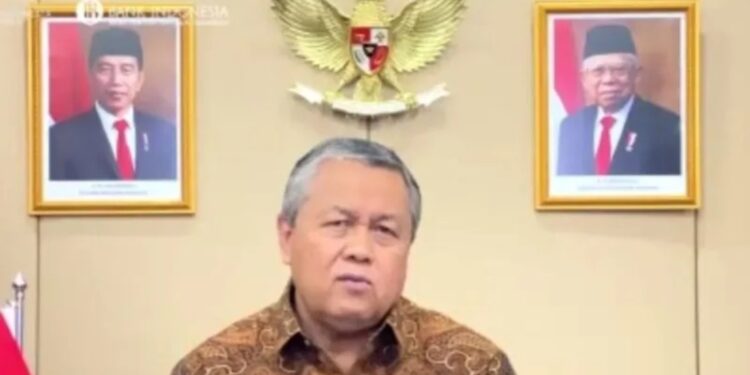 Gubernur Bank Indonesia (BI) Perry Warjiyo dalam acara Peluncuran Laporan "Indonesia Economic Prospects June 2022" yang dipantau secara daring di Jakarta, Rabu (22/06/2022). (MASAPNEWS/ANT)