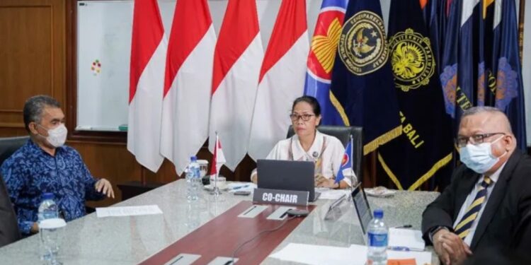Sekretaris Kementerian Pariwisata dan Ekonomi Kreatif Ni Wayan Giri Adnyani saat memimpin The 41st ASEAN Plus Three (APT) National Tourism Organizations (NTOs) Meeting secara virtual, Bali, Rabu (6/7/2022). (MASAPNEWS/ANT/HO-Kemenparekraf)