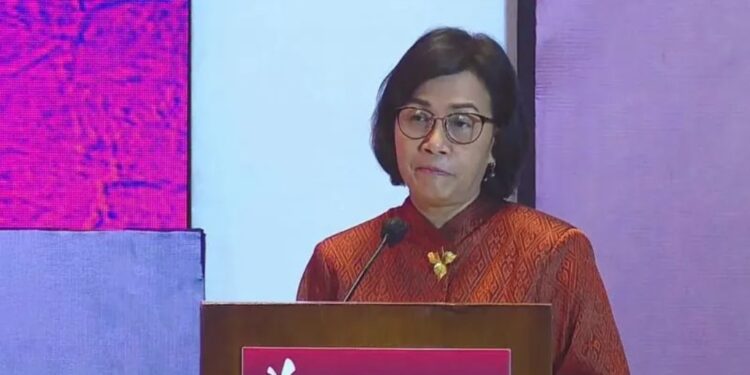 Tangkapan layar Menteri Keuangan Sri Mulyani dalam webinar “Susainable Finance: Instruments and Management in Achieving Sustainable Development in Indonesia” yang dipantau di Jakarta, Rabu (13/7/2022). (MASAPNEWS/ANT)