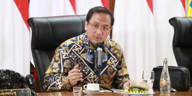 Ketua Umum PP PBSI Agung Firman Sampurna saat menjelaskan rencana pelaksanaan Indonesia Badminton Festival 2021 di Bali, Jumat. (dokumentasi PP PBSI)