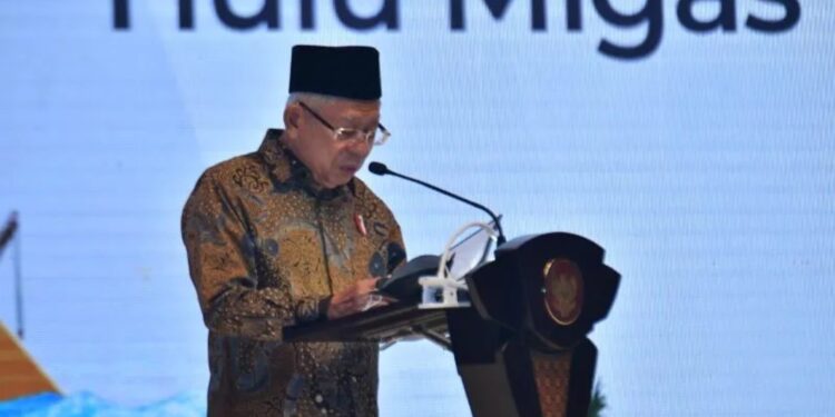 Wakil Presiden Ma'ruf Amin memberikan sambutan pada Forum Kapasitas Nasional II Tahun 2022, di Jakarta, Rabu (27/7/2022). (MASAPNEWS/ANT/HO-BPMI Setwapres)