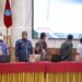 Kepala Diskominfosantik Kabupaten Gunung Mas Ruby Haris (kiri) bersama perwakilan pemerintah daerah lain saat bersiap melakukan penandatanganan PKS dengan BSSN, di Aula dr Roebiono Kertopati BSSN, Depok, Jawa Barat, Rabu (20/7/2022). (Foto : Diskominfosantik Kabupaten Gunung Mas)