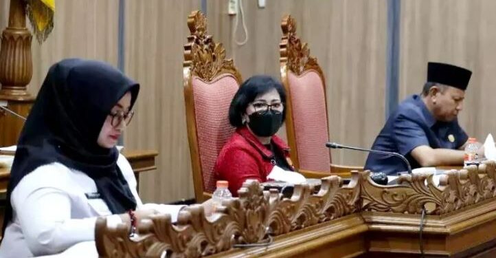 Ketua DPRD Kotawaringin Timur Rinie saat memimpin rapat paripurna DPRD, Rabu (29/6/2022) lalu. (ANT/IST)