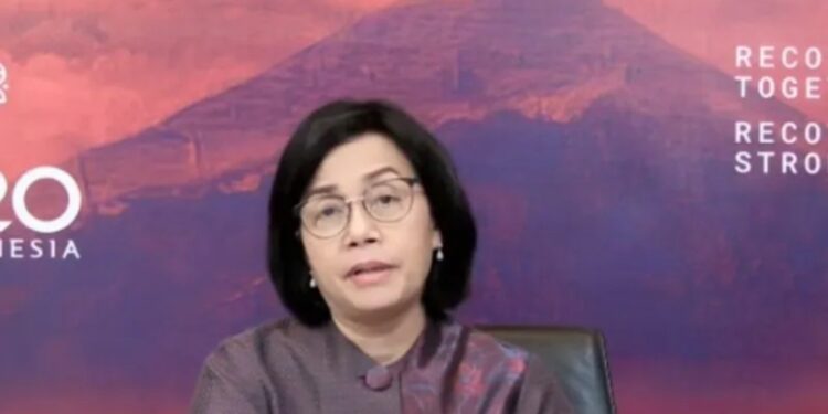 Menteri Keuangan (Menkeu) Sri Mulyani dalam Webinar Keterbukaan Informasi Publik bertajuk Kolaborasi Atasi Stunting melalui Dukungan APBN untuk Indonesia Emas 2045 yang dipantau secara daring di Jakarta, Kamis (4/8/2022). (MASAPNEWS/ANT)