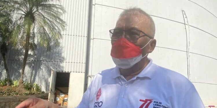Komisaris Utama PT Rajawali Nusantara Indonesia (Persero) atau Holding Pangan ID FOOD Bayu Krisnamurthi dalam acara BUMN ID FOOD Jalan Sehat bertajuk Merdeka Memajukan Pangan Indonesia di Jakarta, Sabtu (13/8/2022). (MASAPNEWS/ANT)