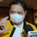 Ketua Umum DPP Partai Golkar Airlangga Hartarto saat memberikan keterangan pers di sela-sela penyampaian visi dan misi KIB di Hotel Shangrila, Surabaya, Jawa Timur, Minggu (14/8/2022). (MASAPNEWS/ANT)