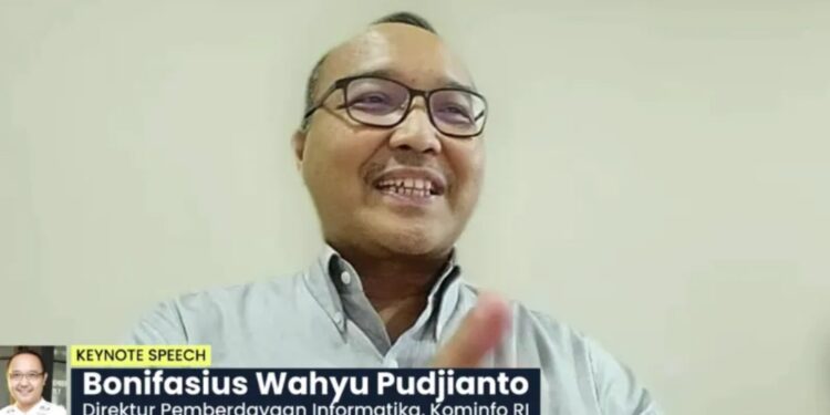 Tangkapan layar Direktur Pemberdayaan Informatika Kementerian Komunikasi dan Informatika Bonifasius Wahyu Pudjianto. (MASAPNEWS/ANT)