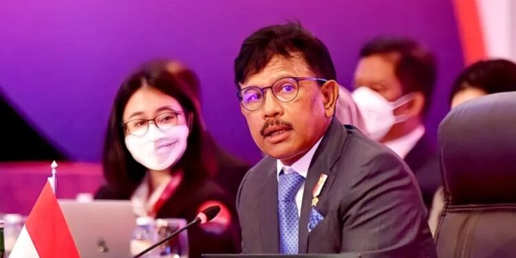 Menteri Komunikasi dan Informasi (Menkominfo) Johnny G Plate membuka perhelatan 4th DEWG Meeting di Nusa Dua, Badung, Bali pada Senin (29/8/2022). (MASAPNEWS/ANT/HO - Kominfo)