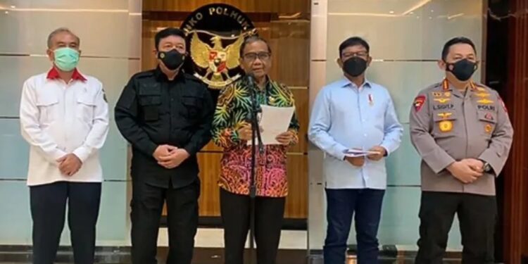 Menteri Koordinator Bidang Politik, Hukum, dan Keamanan (Menkopolhukam) Mahfud MD dalam konferensi pers di Kantor Kemenkopolhukam, Jakarta, Rabu (14/9/2022). (MASAPNEWS/ANT)