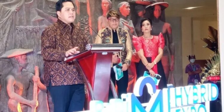 Menteri Badan Usaha Milik Negara (BUMN) Erick Thohir dalam acara Pembukaan Pameran PaDi UMKM Hybrid Expo 2022 di Jakarta, Rabu. (MASAPNEWS/ANT)