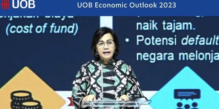 Menteri Keuangan Sri Mulyani Indrawati dalam acara UOB Indonesia Economic Outlook di Jakarta, Kamis (29/9/2022). (MASAPNEWS/ANT)