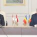 Menteri Komunikasi dan Informatika Johnny G. Plate saat pertemuan bilateral dengan Menteri Riset, Inovasi dan Digitalisasi Rumania Sebastian-Loan Burduja di Palace of Parliament, Bucharest, Rumania, Rabu (28/9/2022). (MASAPNEWS/ANT/kominfo.go.id)