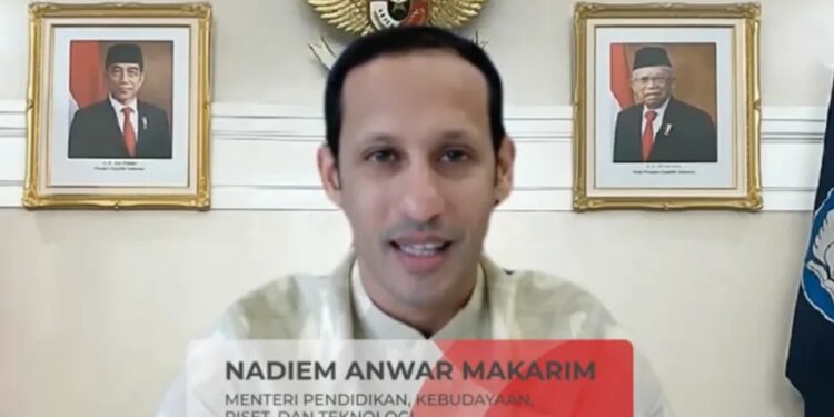Tangkapan layar Menteri Pendidikan, Kebudayaan, Riset dan Teknologi (Mendikbudristek) Nadiem Anwar Makarim di Jakarta, Sabtu (1/10/2022). (MASAPNEWS/ANT)