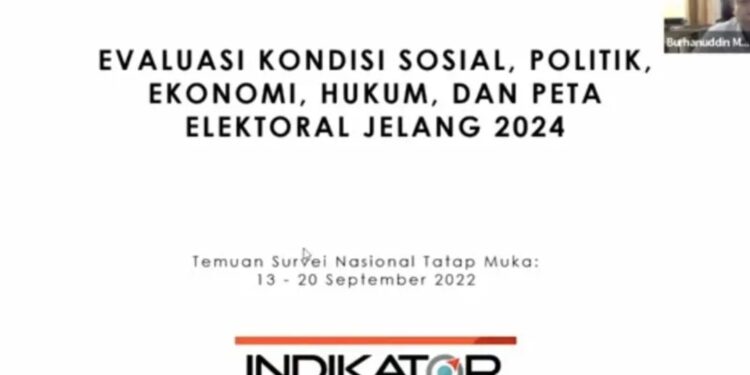 Direktur Eksekutif Indikator Politik Indonesia Burhanuddin Muhtadi saat menyampaikan hasil survei secara daring sebagaimana dipantau melalui kanal YouTube Indikator Politik Indonesia di Jakarta, Minggu (2-10-2022). (MASAPNEWS/ANT)