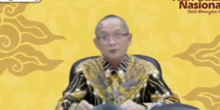 Kepala Badan Penelitian dan Pengembangan Industri Kementerian Perindustrian Doddy Rahadi pada peringatan Hari Batik Nasional di Jakarta, Selasa. (MASAPNEWS/ANT/Tangkapan Layar Aplikasi Youtube)