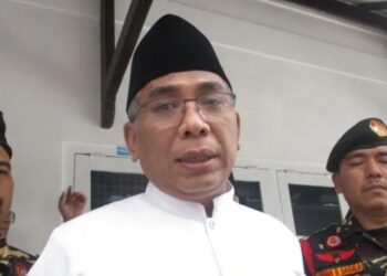 Ketua Umum PBNU KH Yahya Cholil Staquf saat di Pesantren Tebuireng, Kabupaten Jombang, Jawa Timur, Sabtu (22/10/2022). Gus Yahya hadir dalam apel Hari Santri Nasional. (MASAPNEWS/ANT)