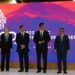 Ketua Dewan Komisioner Lembaga Penjamin Simpanan Purbaya Yudhi Sadewa (kedua dari kanan) usai Konferensi Pers Seminar Internasional LPS di Nusa Dua, Bali, Rabu (9/11/2022). (MASAPNEWS/ANT)