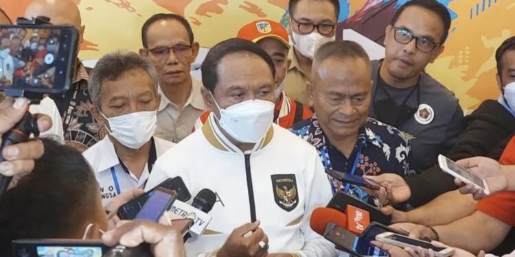 Menteri Pemuda dan Olahraga (Menpora) Zainudin Amali pada saat memberikan keterangan kepada media usai menghadiri Sosialisasi Implementasi Desain Besar Olahraga Nasional (DBON) di Kota Malang, Jawa Timur, Senin (21/11/2022). (MASAPNEWS/ANT)