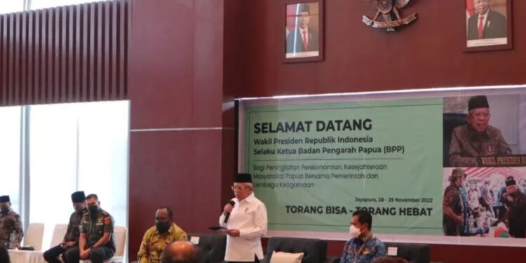 Wakil Presiden Ma'ruf Amin beraudiensi dengan DPRD, MRP, dan Pemerintah Provinsi Papua di Kota Jayapura, Papua, Selasa (29/11/2022). (MASAPNEWS/ANT)