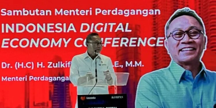 Menteri Perdagangan Zulkifli Hasan di "Indonesia Digital Economy Conference "Langkah Tepat Wujudkan Target Transformasi Ekonomi Digital 2025", Jakarta, Selasa (29/11/2022) (MASAPNEWS/ANT)