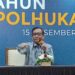 Menteri Koordinator Bidang Politik, Hukum, dan Keamanan (Menko Polhukam) Mahfud MD saat Penyampaian Catatan Akhir Tahun Menko Polhukam di Kantor Kemenko Polhukam, Jakarta, Kamis (15/12/2022). (MASAPNEWS/ANT)