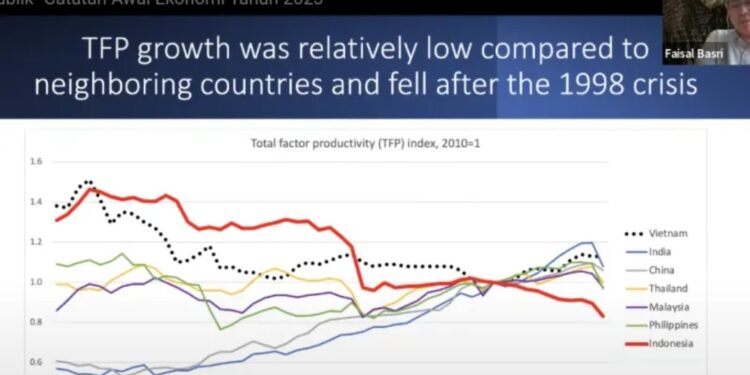Infografik indeks Total Faktor Productivity (TFP) yang disajikan oleh Ekonom Senior Indef Faisal Basri di Jakarta, Kamis. (MASAPNEWS/ANT)