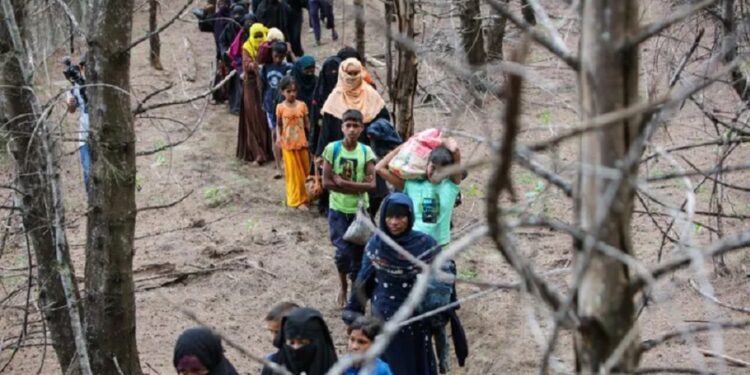 Pengungsi Rohingya dievakuasi ke tempat penampungan sementara setelah terdampar di kawasan pantai Gampong Baro, Kecamatan Baitussalam, Kabupaten Aceh Besar, Provinsi Aceh, Minggu (8/1/2023). (MASAPNEWS/ANT)