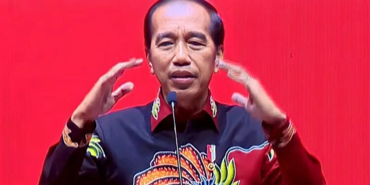 Tangkap layar - Presiden Joko Widodo menyampaikan sambutan dalam acara hari ulang tahun (HUT) Ke-50 PDIP di Jakarta, Selasa (10/1/2023). (MASAPNEWS/ANT/Youtube PDI Perjuangan)