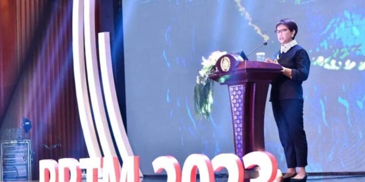 Menteri Luar Negeri RI Retno Marsudi menyampaikan peryataan di Jakarta, Rabu (11/1/2023). (MASAPNEWS/ANT/HO-Kementerian Luar Negeri RI)